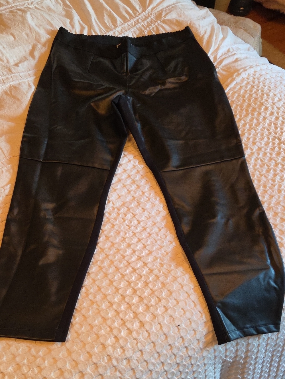 Black Faux Leather Front Pants Size 18